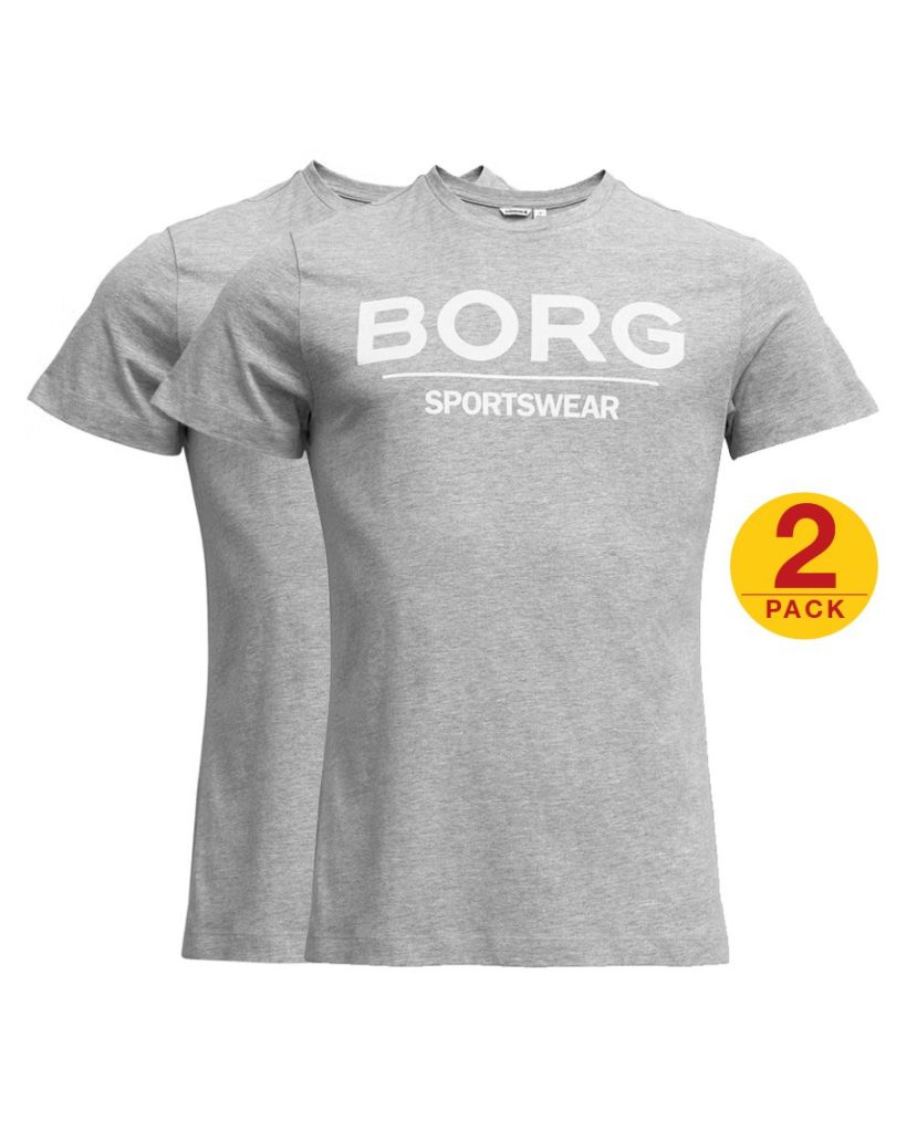 Bjorn Borg Heren T-shirt Samir Grijs 2-pack Maat L Male