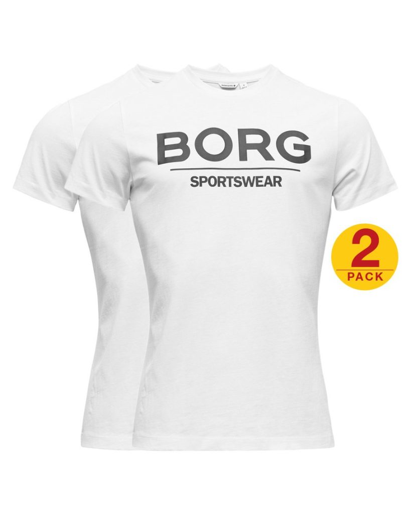 Bjorn Borg Heren T-shirt Samir Wit 2-pack Maat M Male