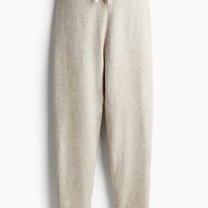 H & M - Fijngebreide joggers - Beige