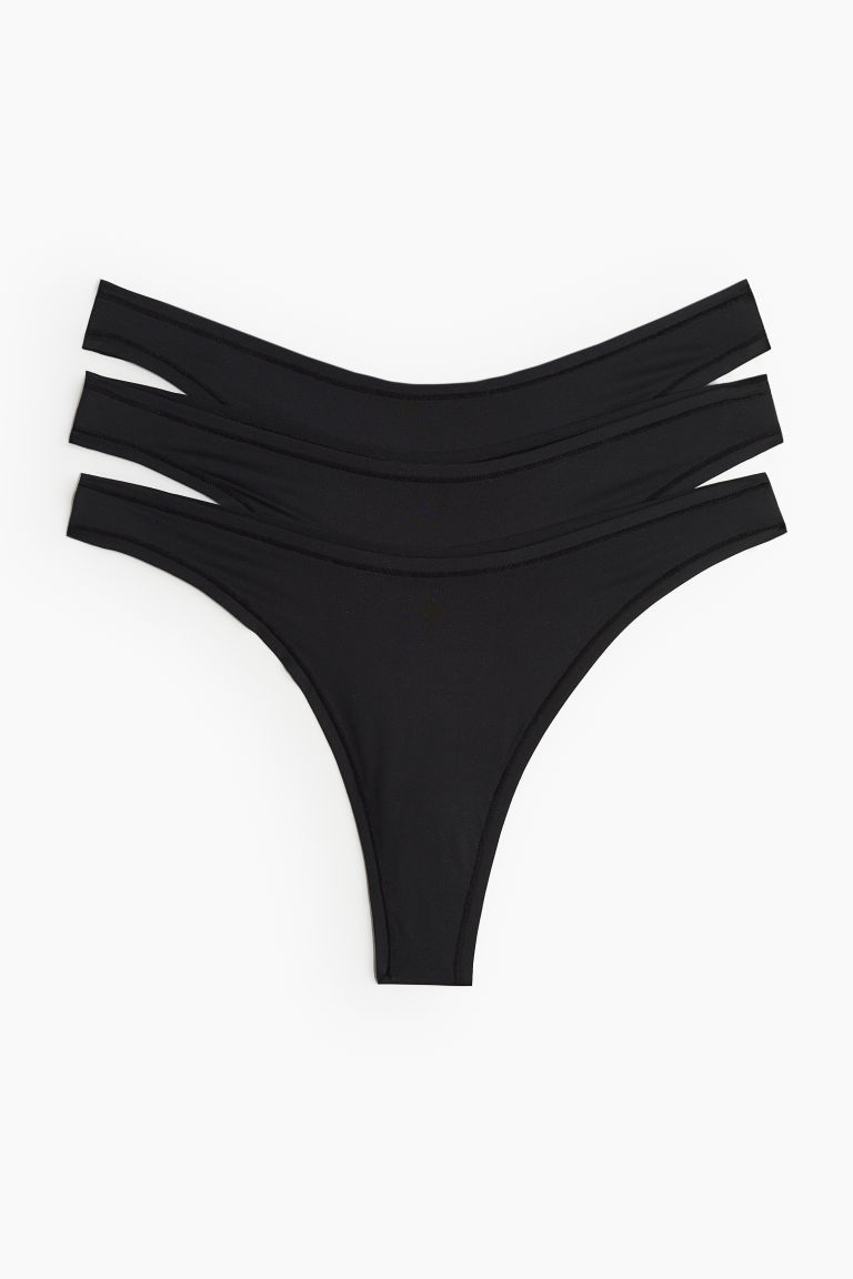 H & M - Set van 3 slips van microvezel - Thong - Zwart