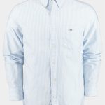 Gant Casual hemd lange mouw Blauw reg oxford banker stripe shirt 3000230/455