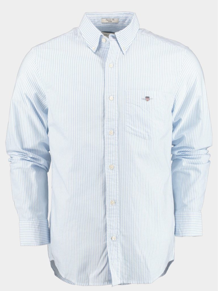 Gant Casual hemd lange mouw Blauw reg oxford banker stripe shirt 3000230/455