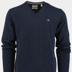 Gant Pullover Blauw Superfine Lambswool V-Neck 87212/480