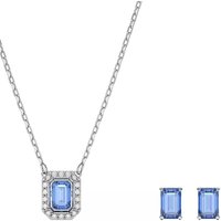 Swarovski Oorbellen - Millenia set Octagon cut Rhodium plated in blue