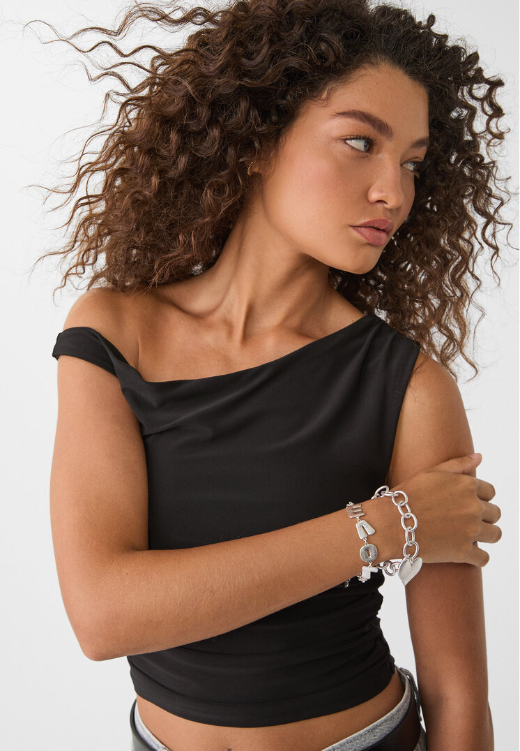 Stradivarius Set van 3 love-armbanden  Grijs OS