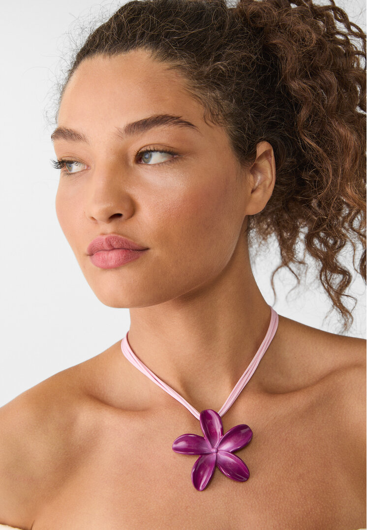 Stradivarius Ketting van koord met bloem  Roze OS