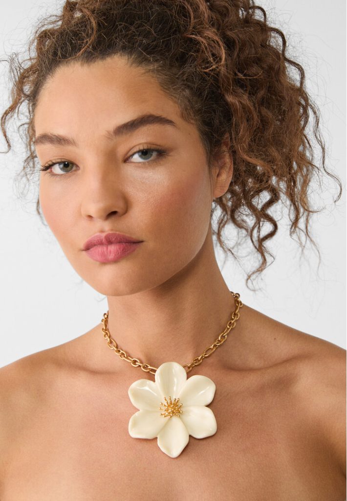 Stradivarius Maxi bloemenketting  Goud OS