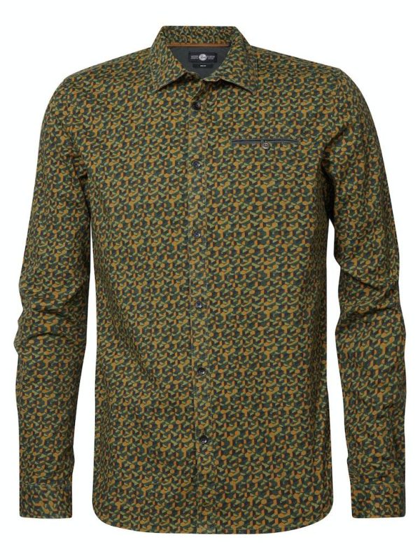 Petrol M-3030-sil404 Shirt Long Sleeve Aop Overhemd 2118 Almond