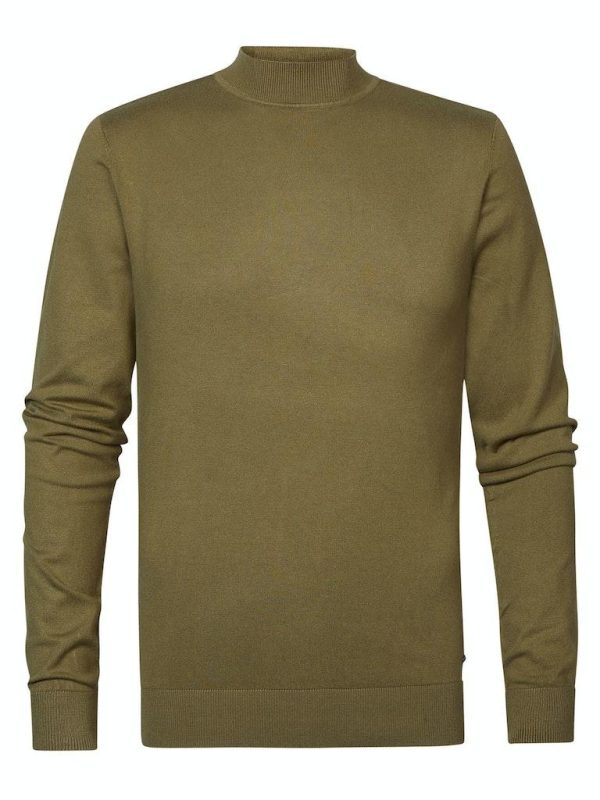 Petrol M-3030-kwc258 Knitwear Collar Basic Trui 1094 Smokey Sand