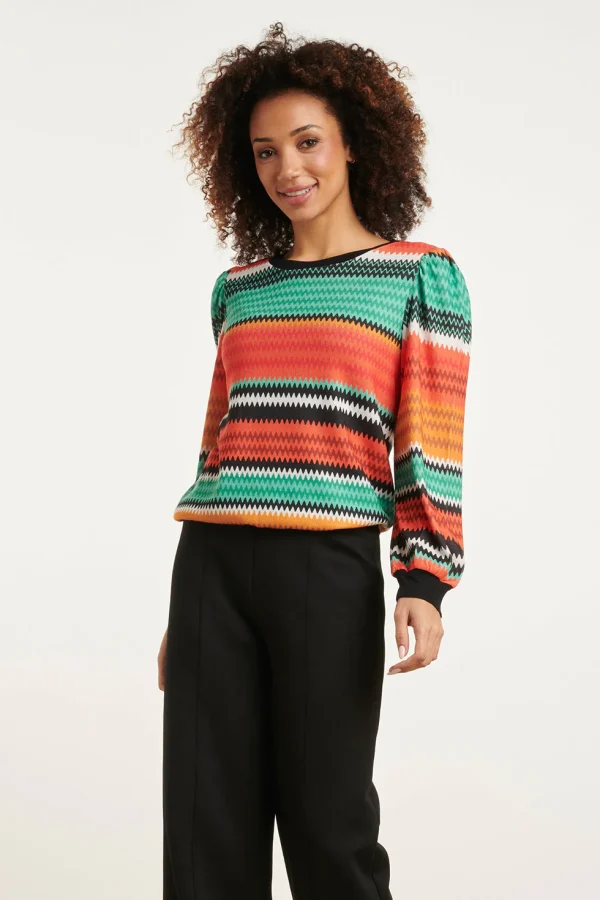 Smashed Lemon 23897 oranje multicolor zigzag top