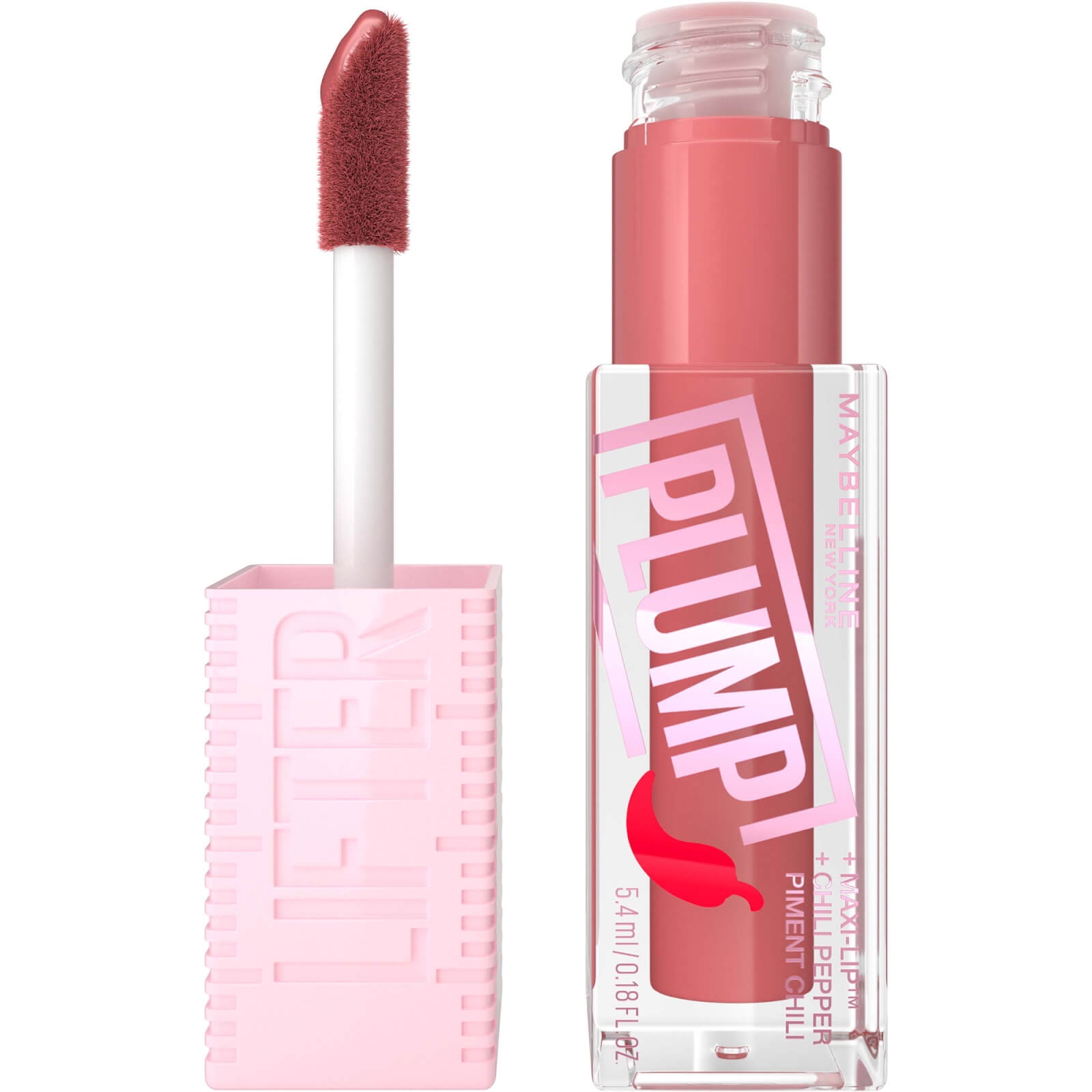 Maybelline Lifter Gloss Plumping Lipgloss Langhoudende Hydratatieformule met Hyaluronzuur en Chilipeper (Verschillende Tinten) - Peach Fever