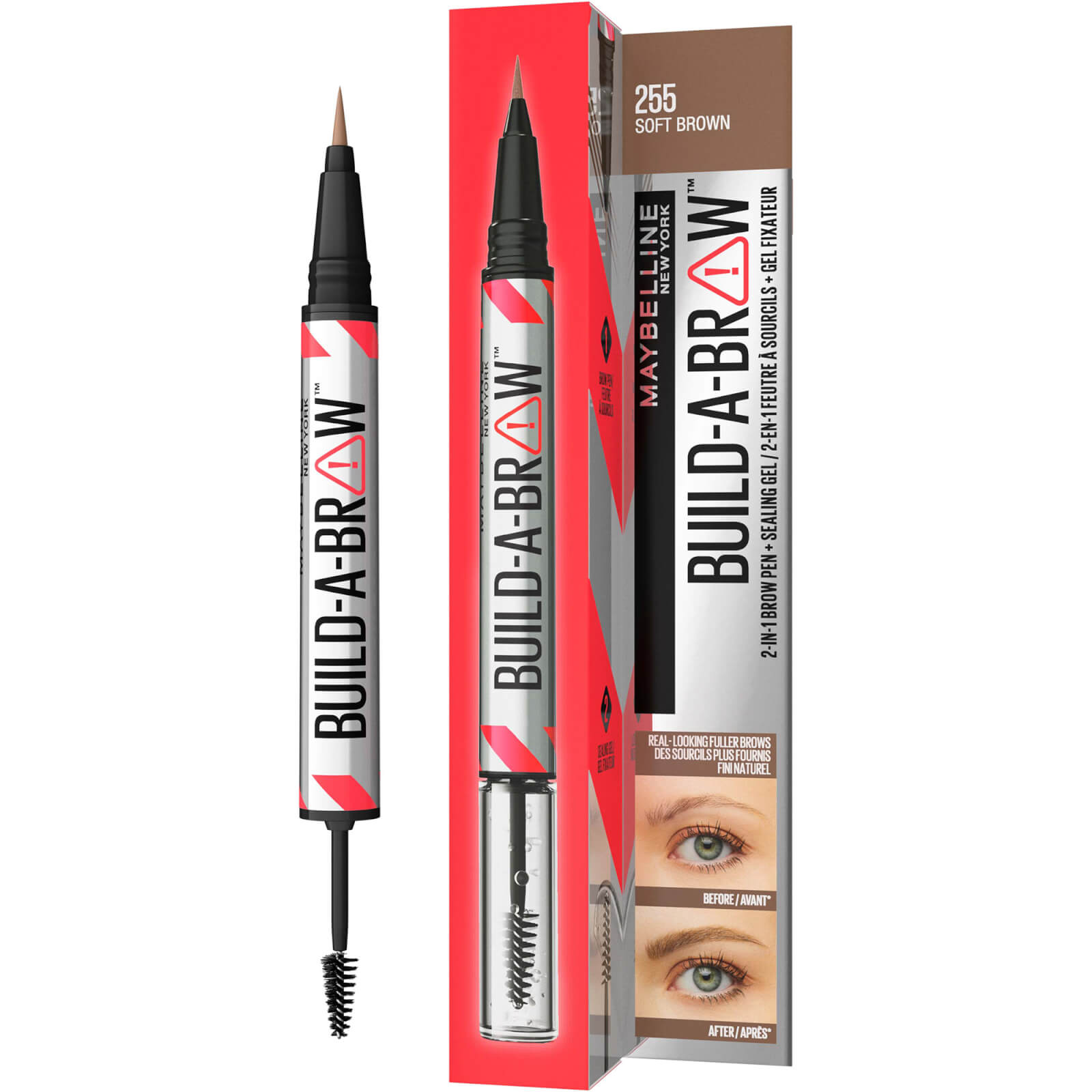 Maybelline Build-A-Brow 2 Easy Steps Eye Brow Pencil and Gel (Various Shades) - Soft Brown