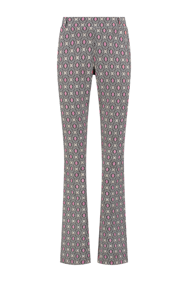 Helena Hart 7512disc Broek Flair Print Disc Flared Pink