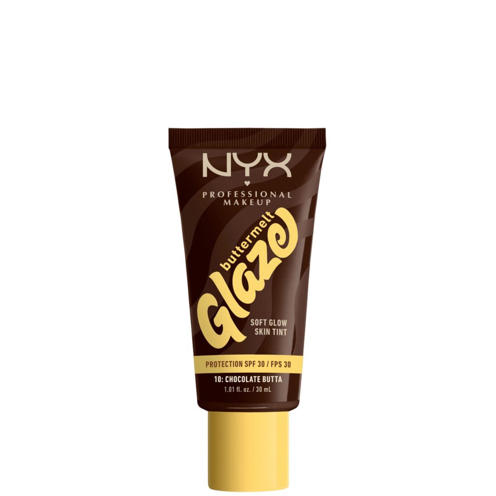 NYX Professional Makeup Buttermelt Glaze Soft Glow Skin Tint + SPF/FPS 30 Foundation (Various Shades) - Chocolate