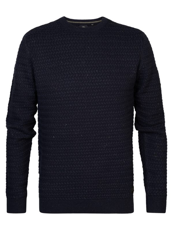 Petrol M-3040-kwr222 Knitwear Round Neck Basic Trui 5120 Sky Captain