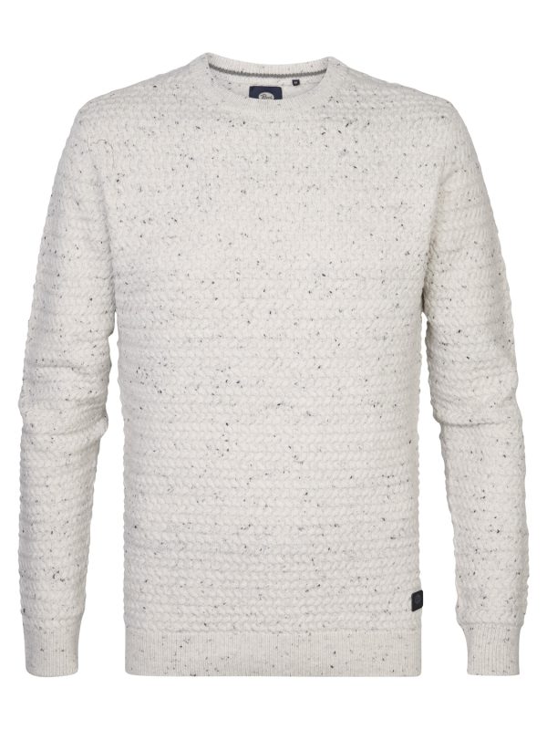 Petrol M-3040-kwr222 Knitwear Round Neck Basic Trui 0009 Antique White Melee