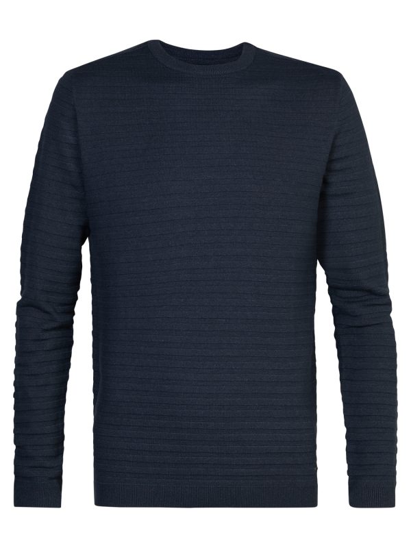 Petrol M-3040-kwr269 Knitwear Round Neck Basic Trui 5185 Midnight Blue