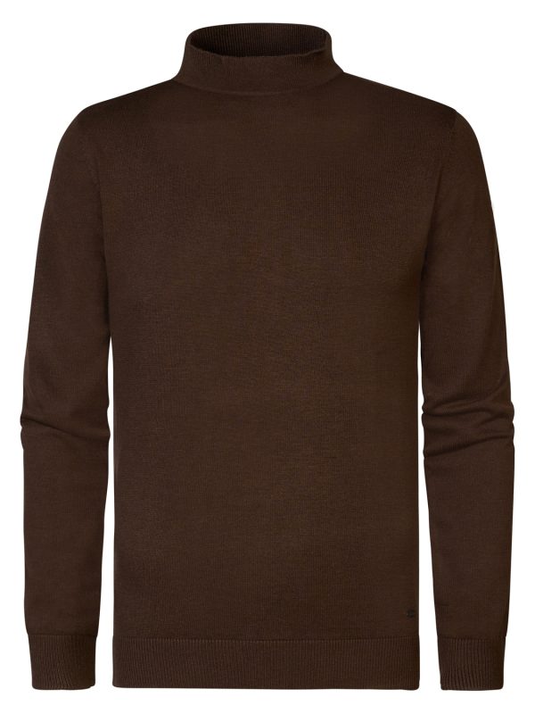 Petrol M-3040-kwc258 Knitwear Collar Basic Trui 7138 Espresso