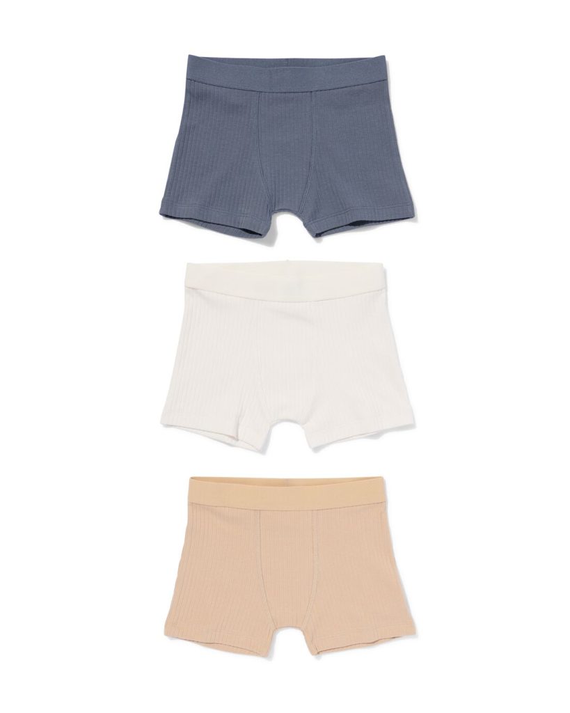 HEMA Kinderboxers Rib - 3 Stuks Zand (zand)