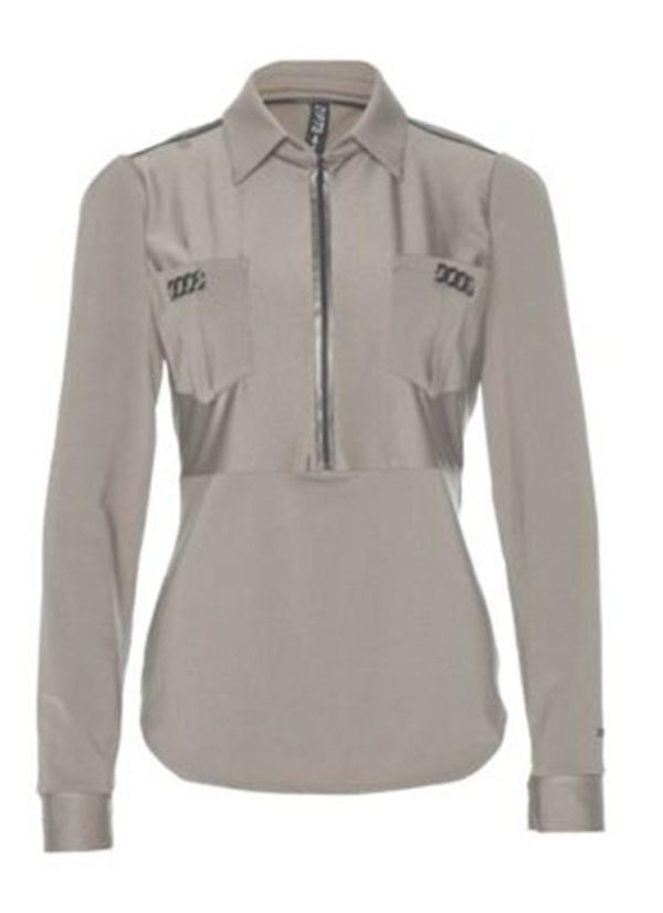 Zip73 Female Shirts En Tops Top Rits L.mouw Zw/champagne W24/623/08/009