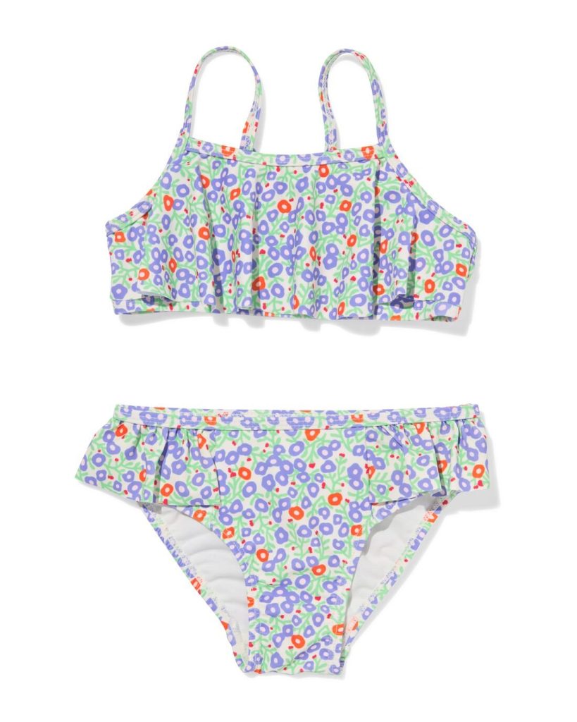 HEMA Kinderbikini Bloemen Lila (lila)