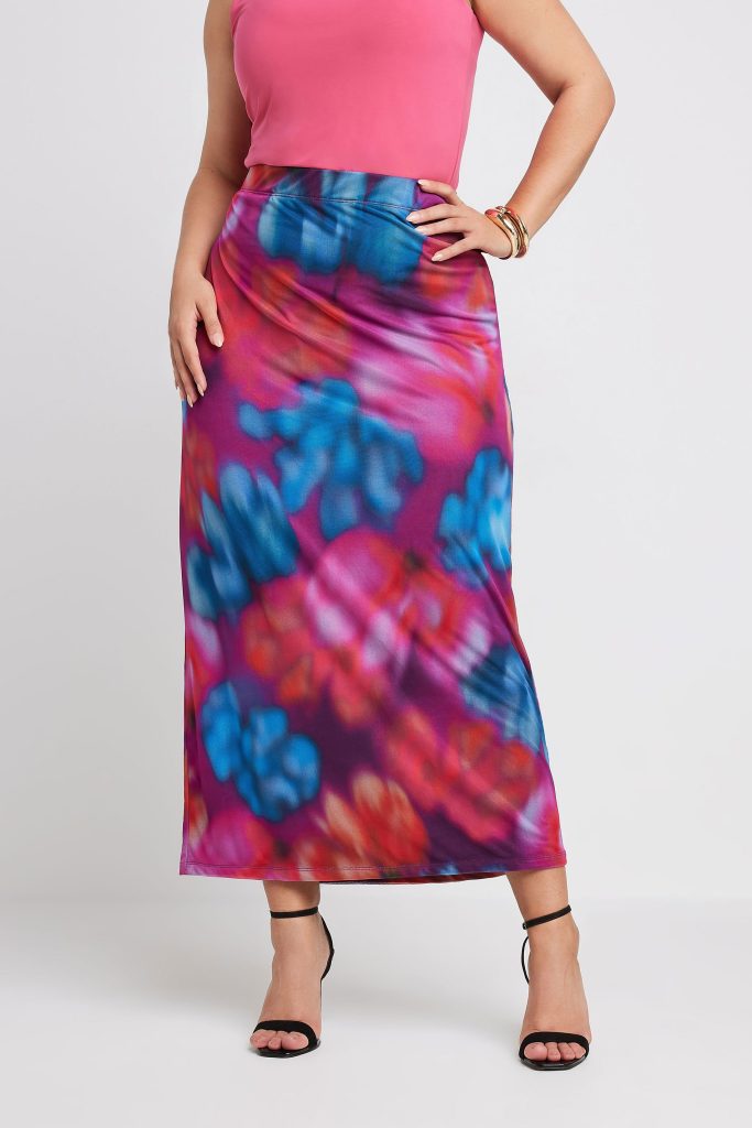 Limited Collection Meshrok Met Abstracte Print In Roze/Blauw