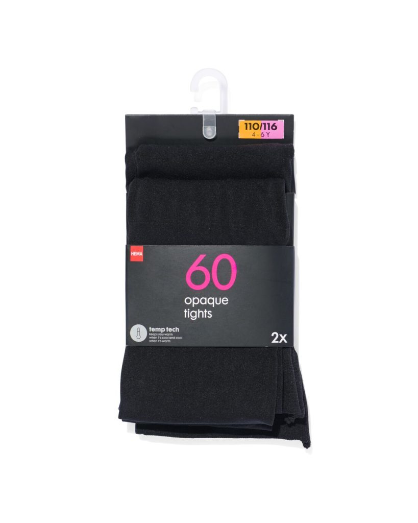 HEMA Kinder Panty Temptech 60denier - 2 Stuks Zwart (zwart)