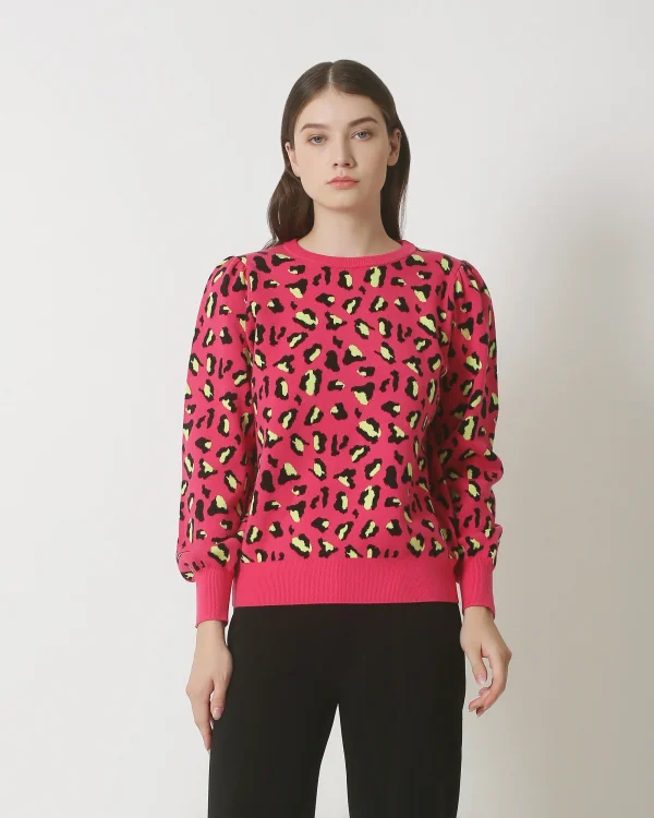 Smashed Lemon 23835 dierenprint top in roze met ronde hals