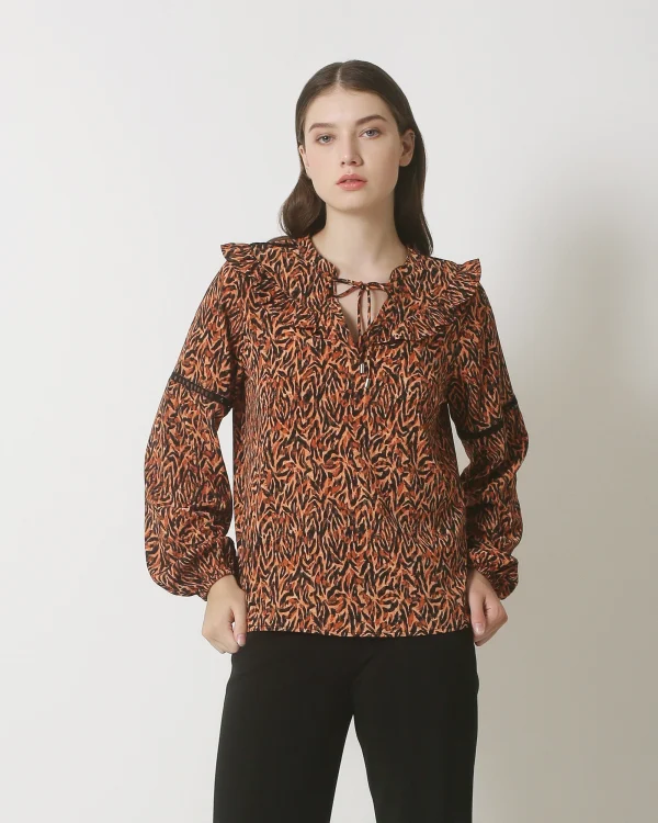 Smashed Lemon 23885 herfst/winter top met grafische print in oranje