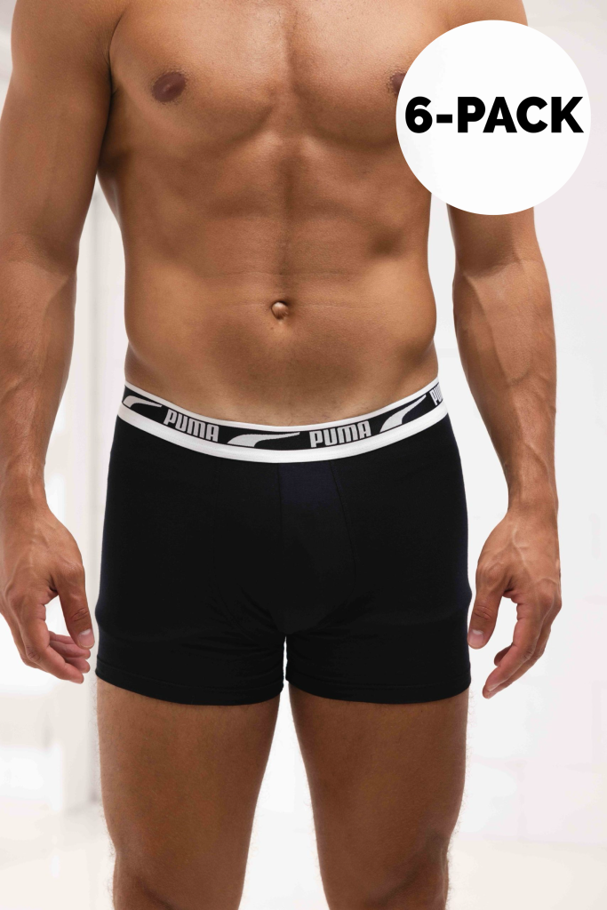 Puma Multi Logo Boxershort 6-Pack Heren Zwart - Maat M - Kleur: Zwart | Soccerfanshop