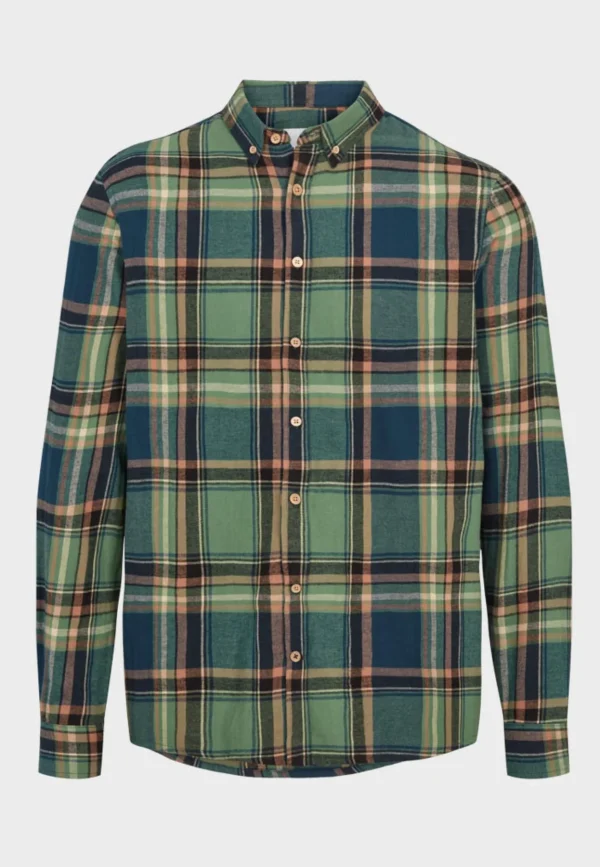 Kronstadt Flannel check shirt ks4206 ivy green/blue