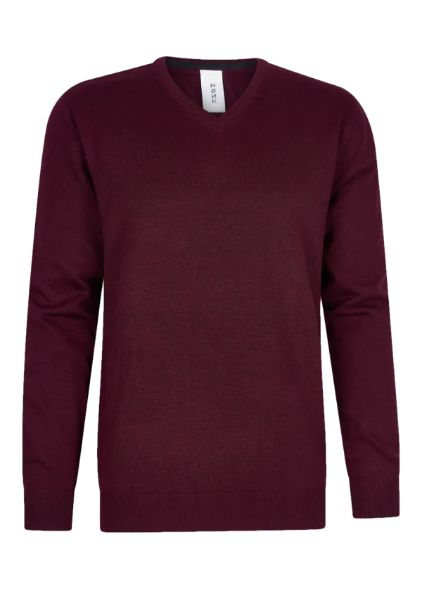 Hønk Bordeaux pullover katoen met v-hals