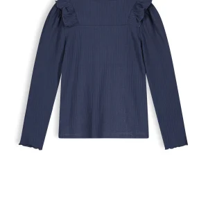 NoNo Meisjes rib shirt keo navy blazer