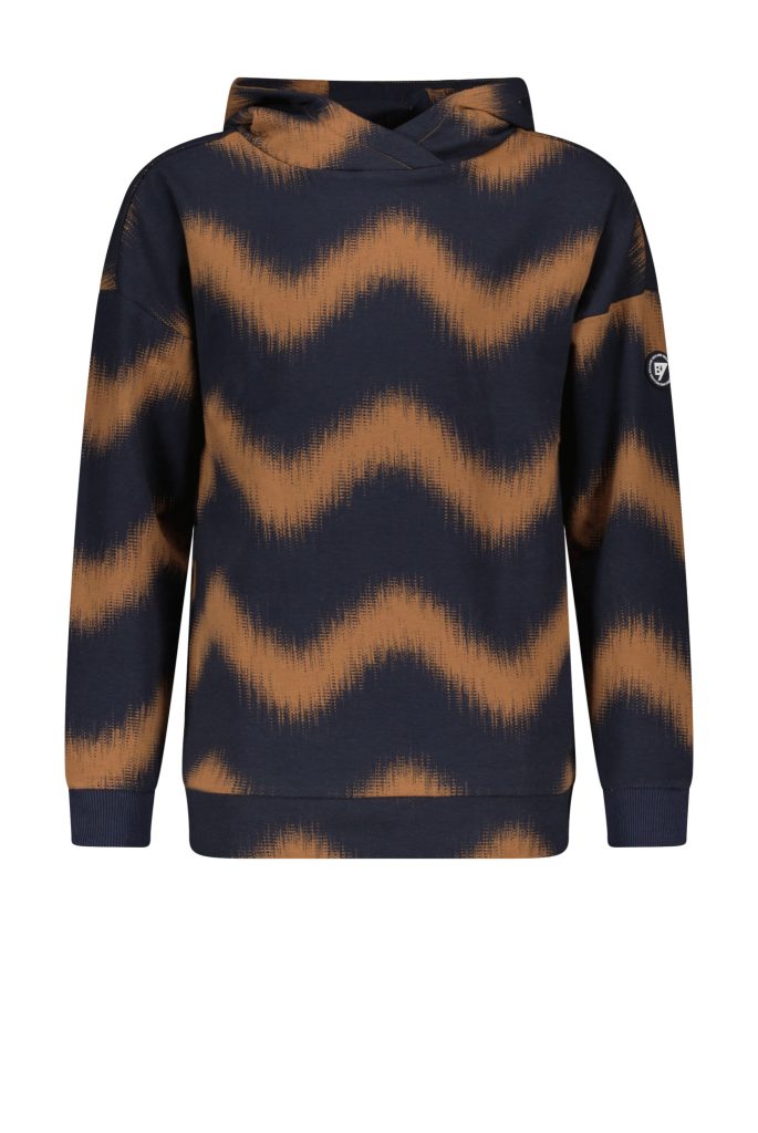 Bellaire  Jongens hoodie met aop waves toffee