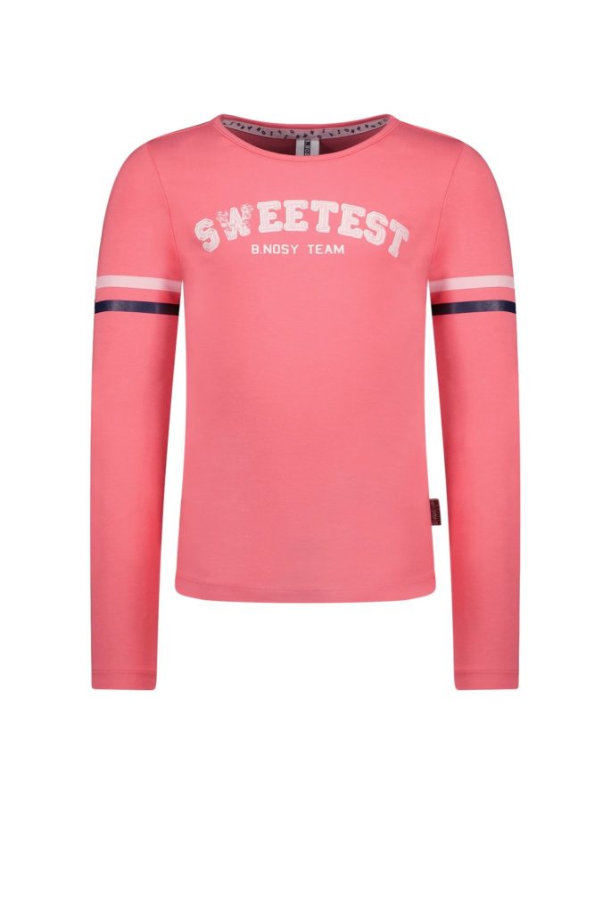 B.Nosy Meisjes shirt sweetest met strepen op de mouwen berry rose