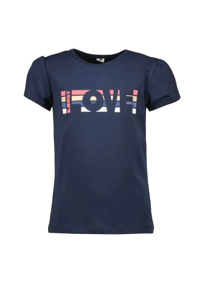 B.Nosy Meisjes t-shirt love strepenblok navy