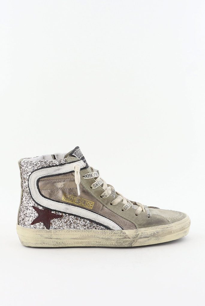 Golden Goose sneakers Slide Laminated met glitters taupe