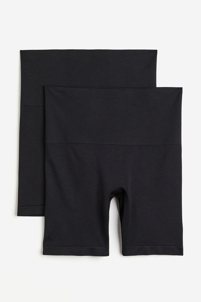 H & M - Set van 2 Medium Shape seamless fietsshorts - Zwart