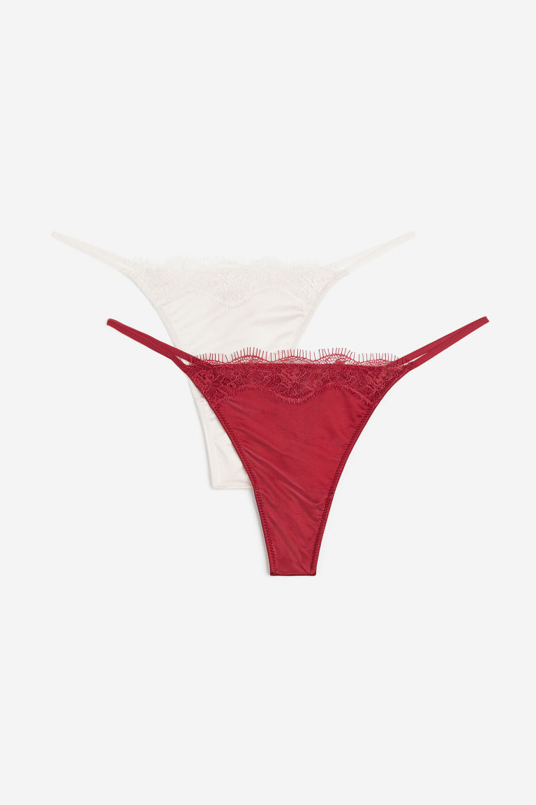 H & M - Set van 2 slips met kant - Thong - Rood