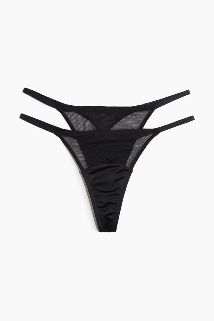 H & M - Set van 2 slips - Tanga Thong - Zwart