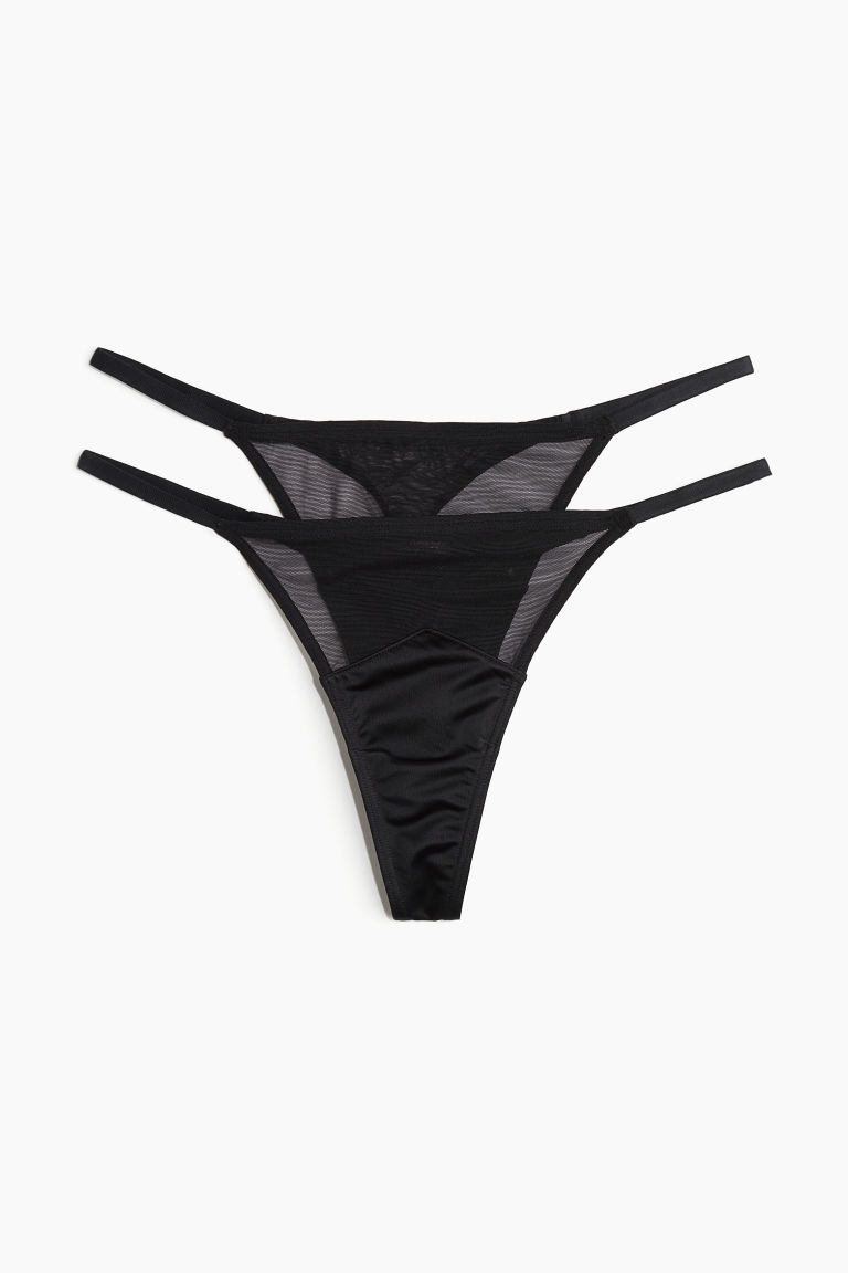 H & M - Set van 2 slips - Tanga Thong - Zwart