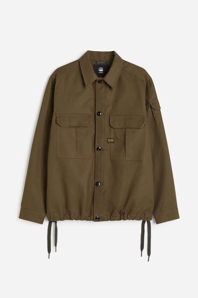 H & M - 2 Pocket Relaxed Long Sleeve Shirt - Groen