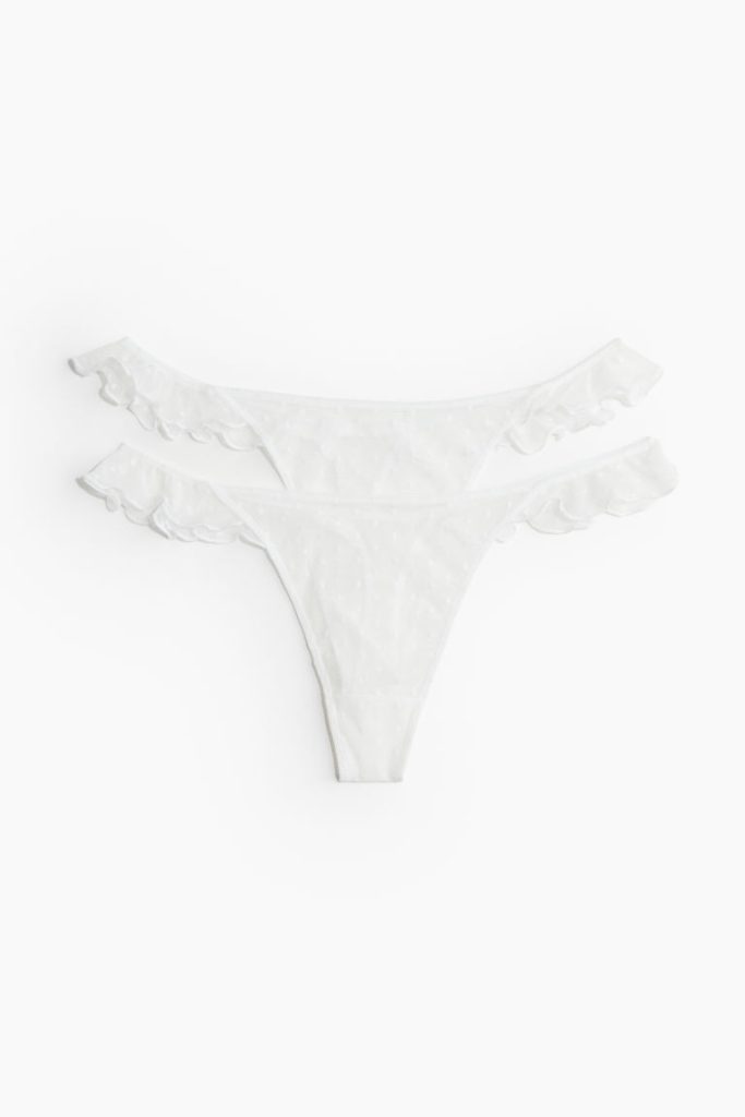 H & M - Set van 2 slips van mesh - Thong - Wit