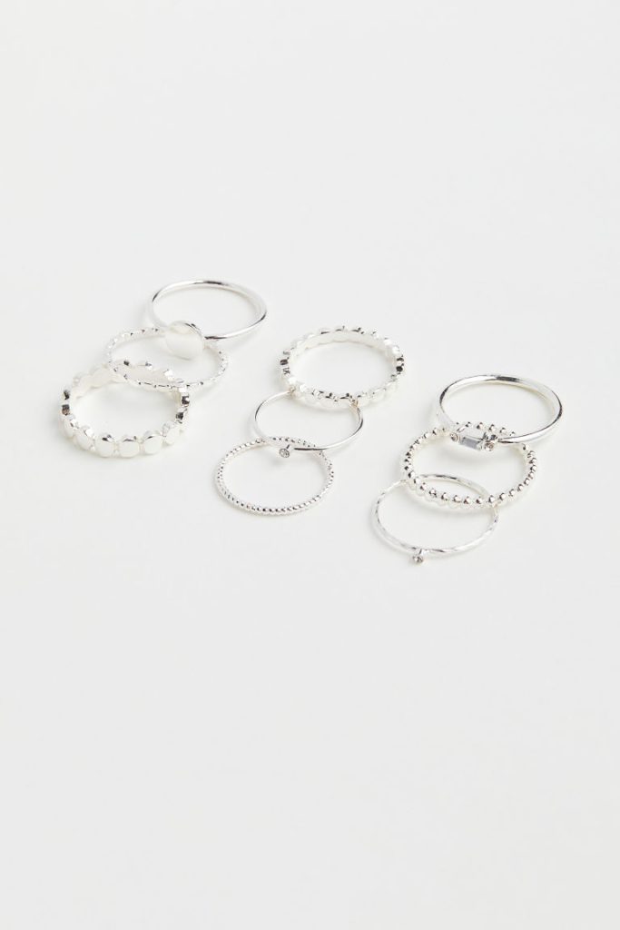 H & M - Set van 9 ringen - Zilver