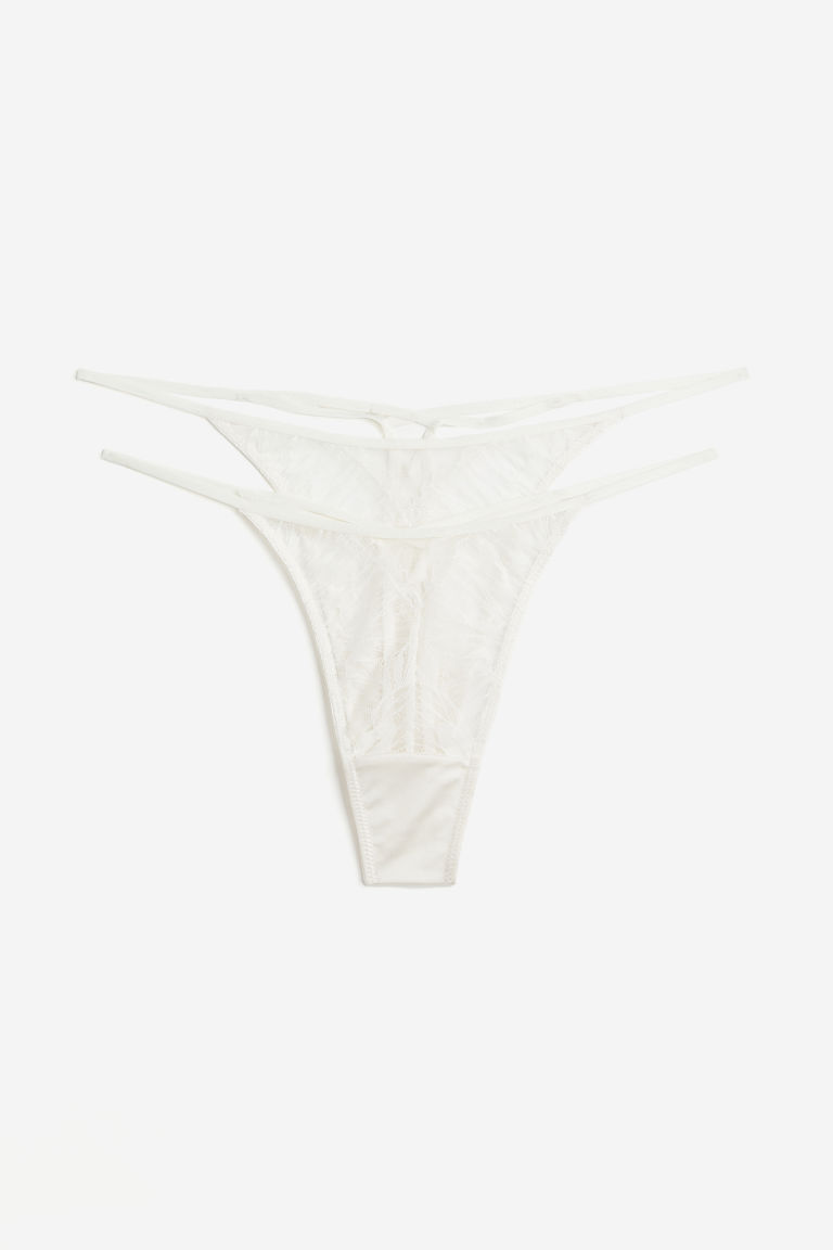 H & M - Set van 2 kanten slips - Thong - Wit