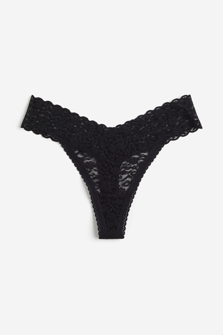 H & M - Set van 10 kanten slips - Thong - Zwart