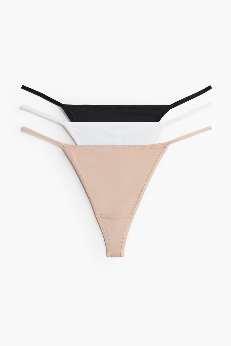 H & M - Set van 3 slips van microvezel - Tanga Thong - Zwart