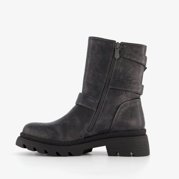 Blue Box dames biker boots met gespen grijs