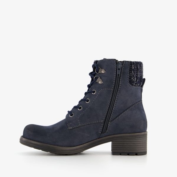 Blue Box veterboots blauw met gebreid detail