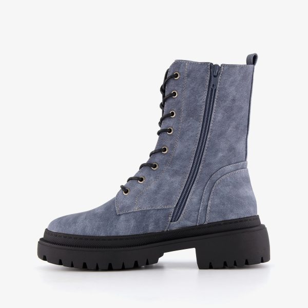 Blue Box dames veterboots denim blauw